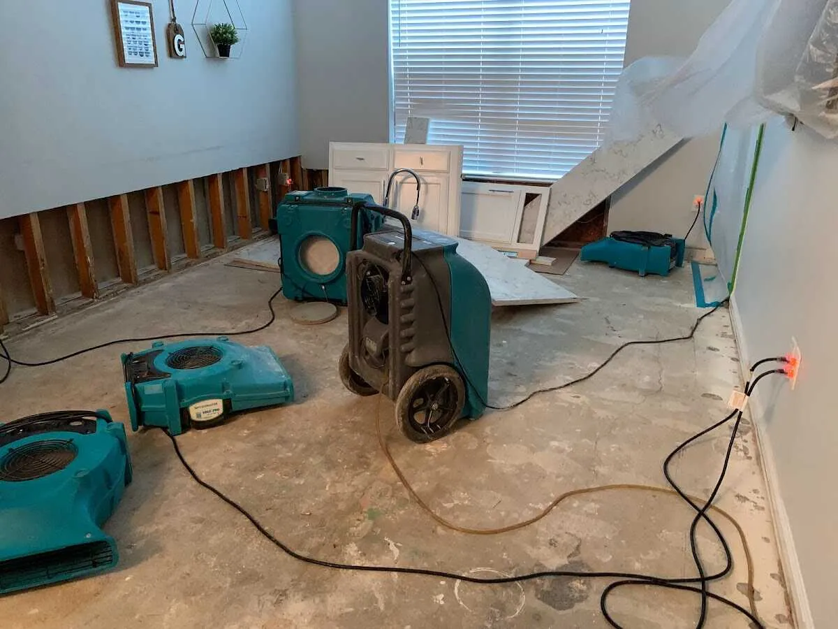 Dehumidifier in flood-cut room for Water Damage Restoration in Collegedale